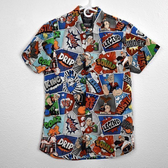 Phat Farm Men's Popeye Button Down Short‎ Sleeve Shirt Size Medium Gently Used - Picture 2 of 4